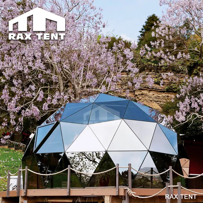 Glamping Stargazing Dome Tent Hotel with Tempered Glass and Solid Pane
