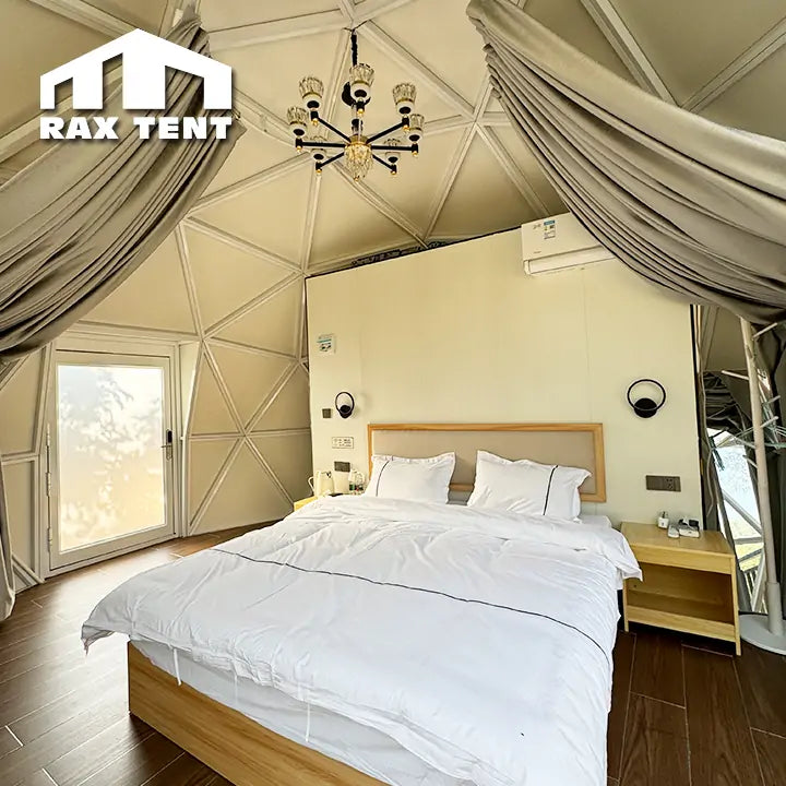 glass dome house with curtain