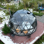 6m glass dome tent in winter