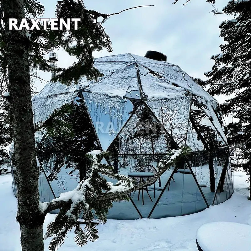 6m glass dome house in winter