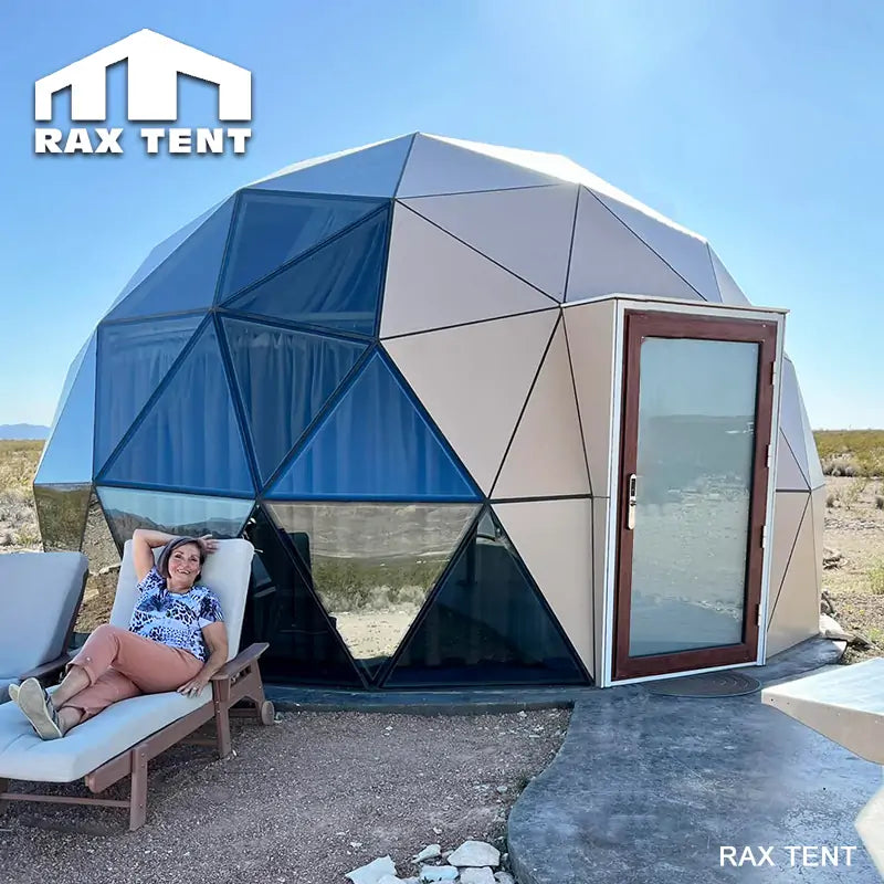 geodesic tents for sale 6M 7M Geodesic Dome for Luxury Glamping with Solid Panel and Tempered – RAX TENT