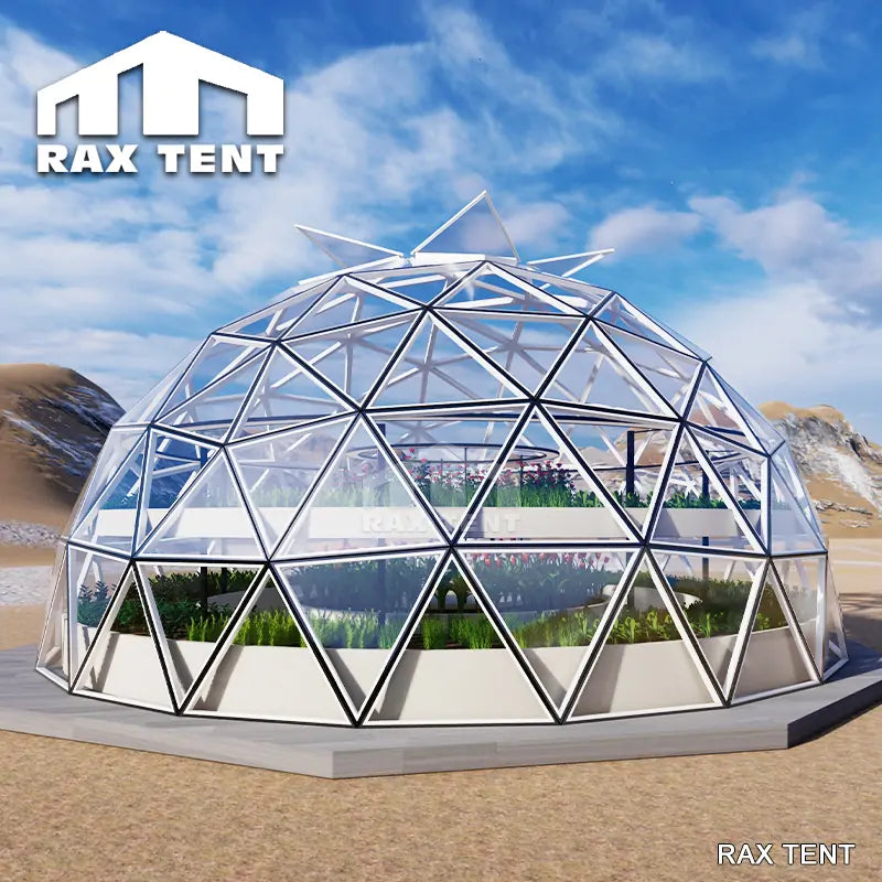 RAXTENT 8m Transparent Glass Dome Tent for Greenhouse and Sunroom