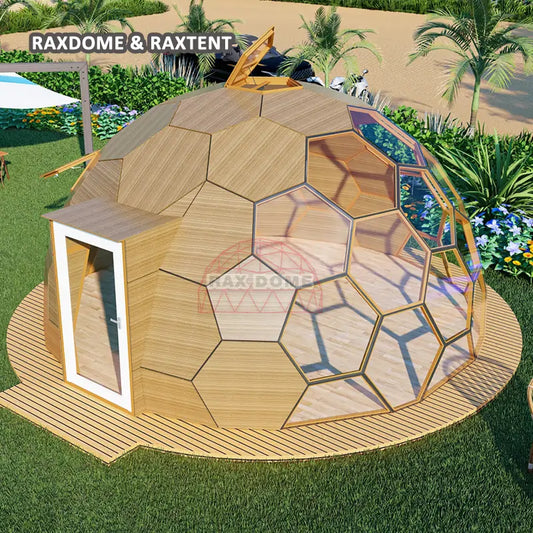 6m wooden honeycomb glass dome tent