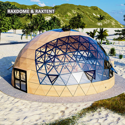 12m wooden glass dome house in seaside