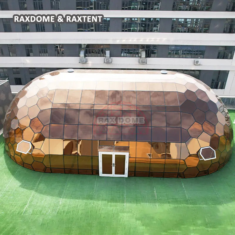 brown oval glass dome house for glamping house