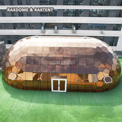 brown oval glass dome house for glamping house