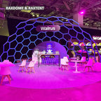 half honeycomb glass dome with blue frame