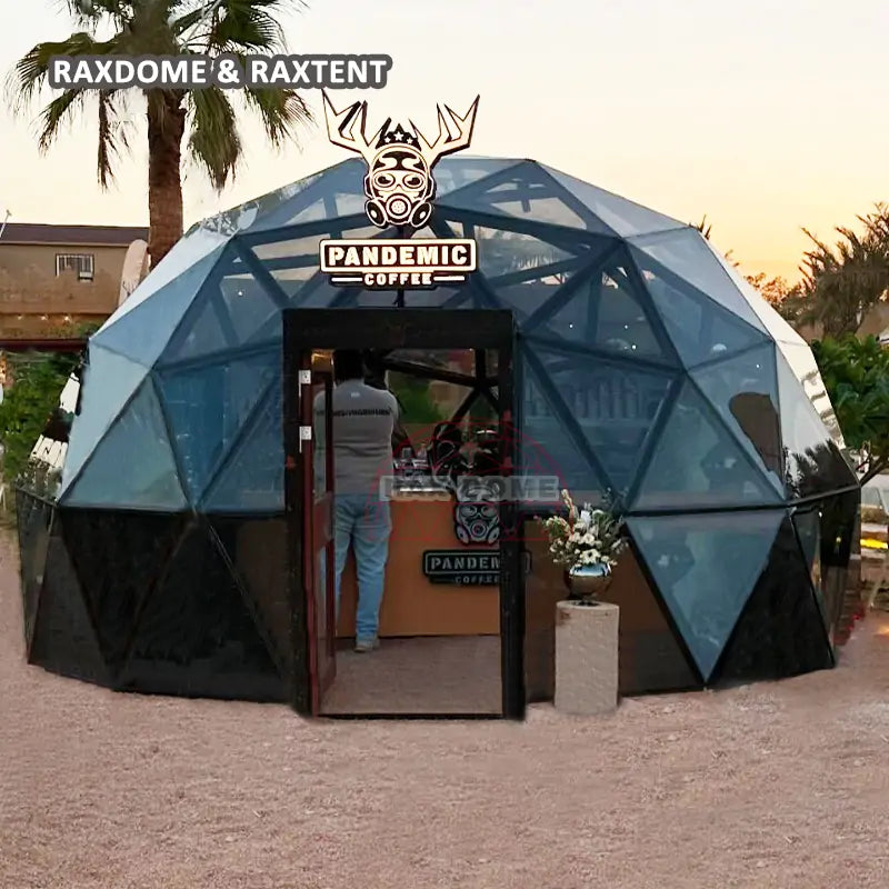 6m geodesic glass dome for coffee bar
