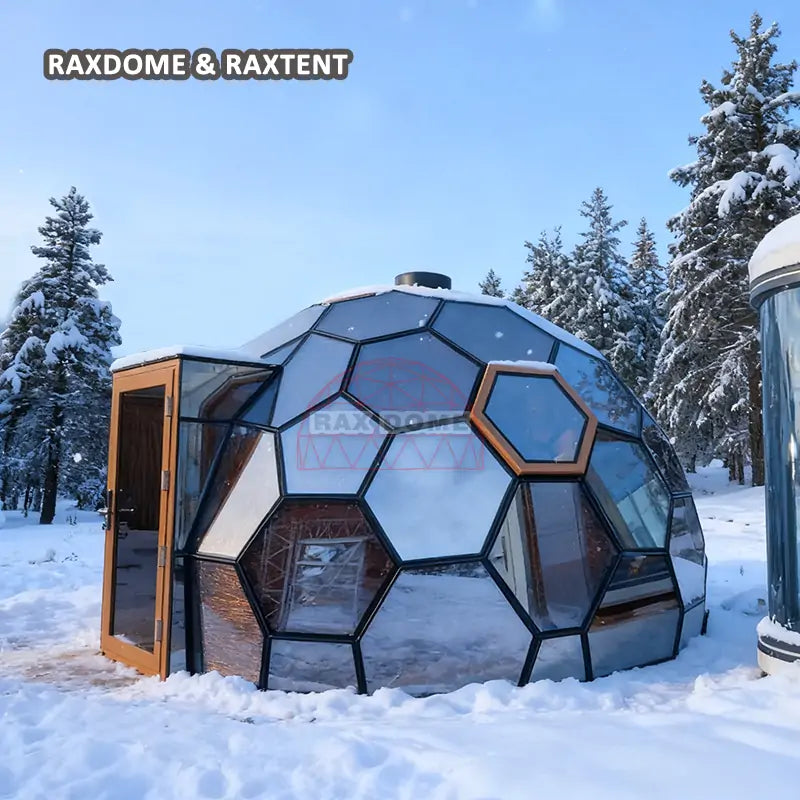 6m glass dome house in winter