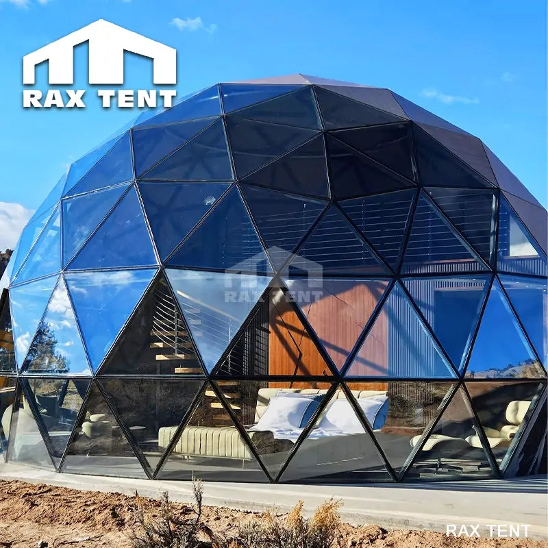 10M Wooden Glass Dome Tent for Campsite Resort Hotel in the USA 270-degree double track luxury curtain