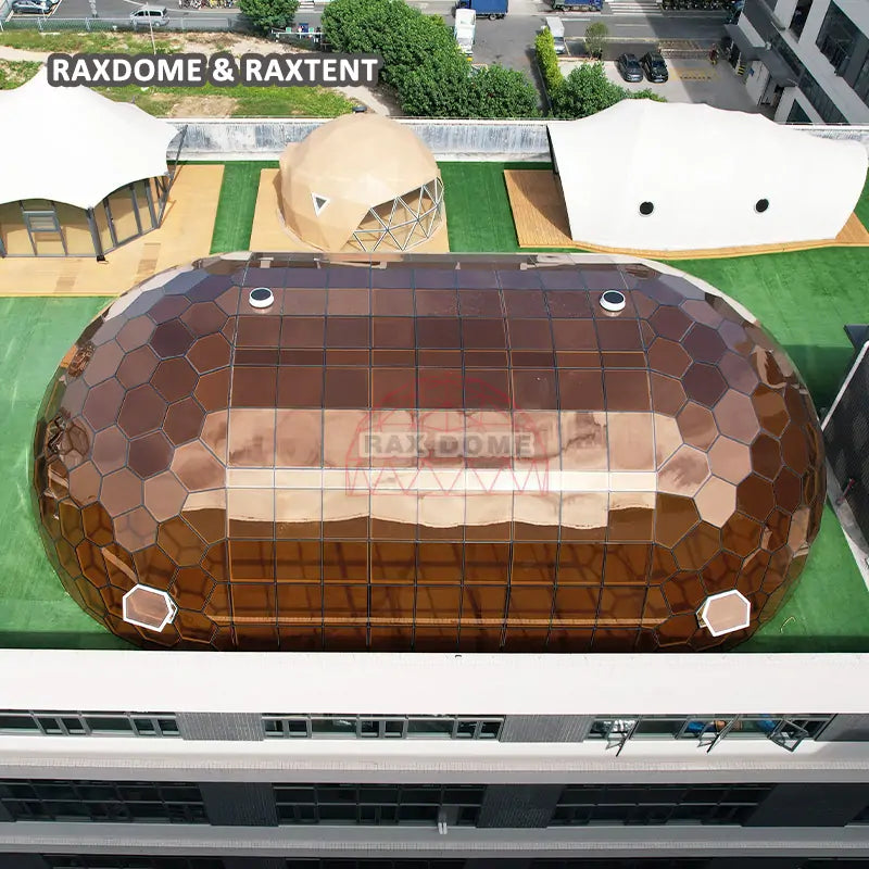 big oval glass dome house for event hall