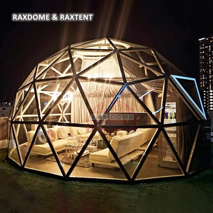 6m glass dome tent in garden
