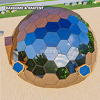 RAXDOME 8M Hexagon Glamping Glass Dome House Tent with Wood Color Insulated Panels