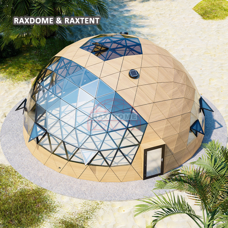  outdoor 12m wooden geodesic glass dome house 