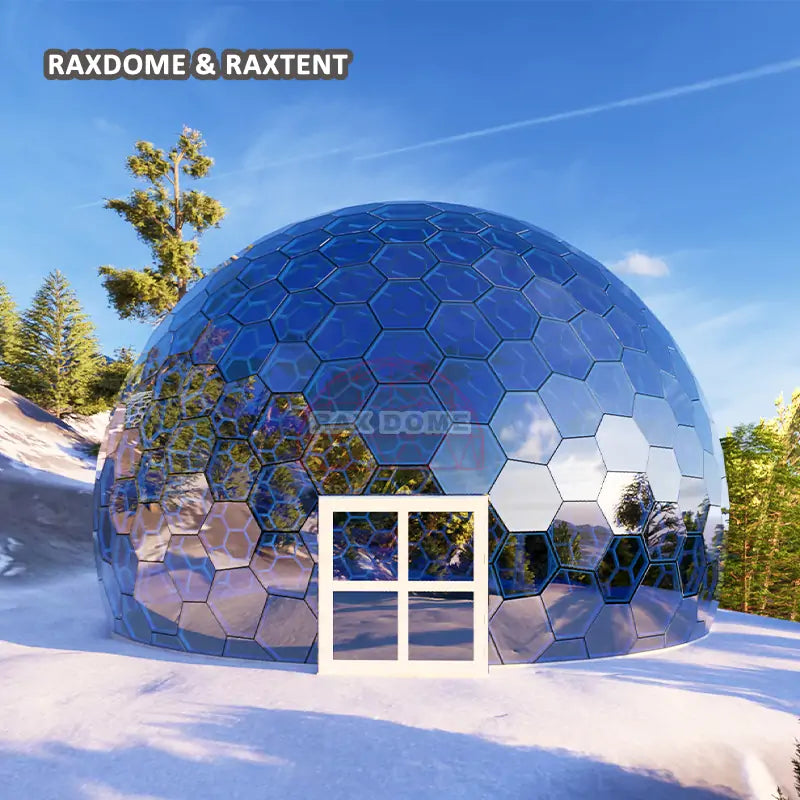 RAXDOME 13M Big Honeycomb Geodesic Glass Dome Tent for Camping Site and Event
