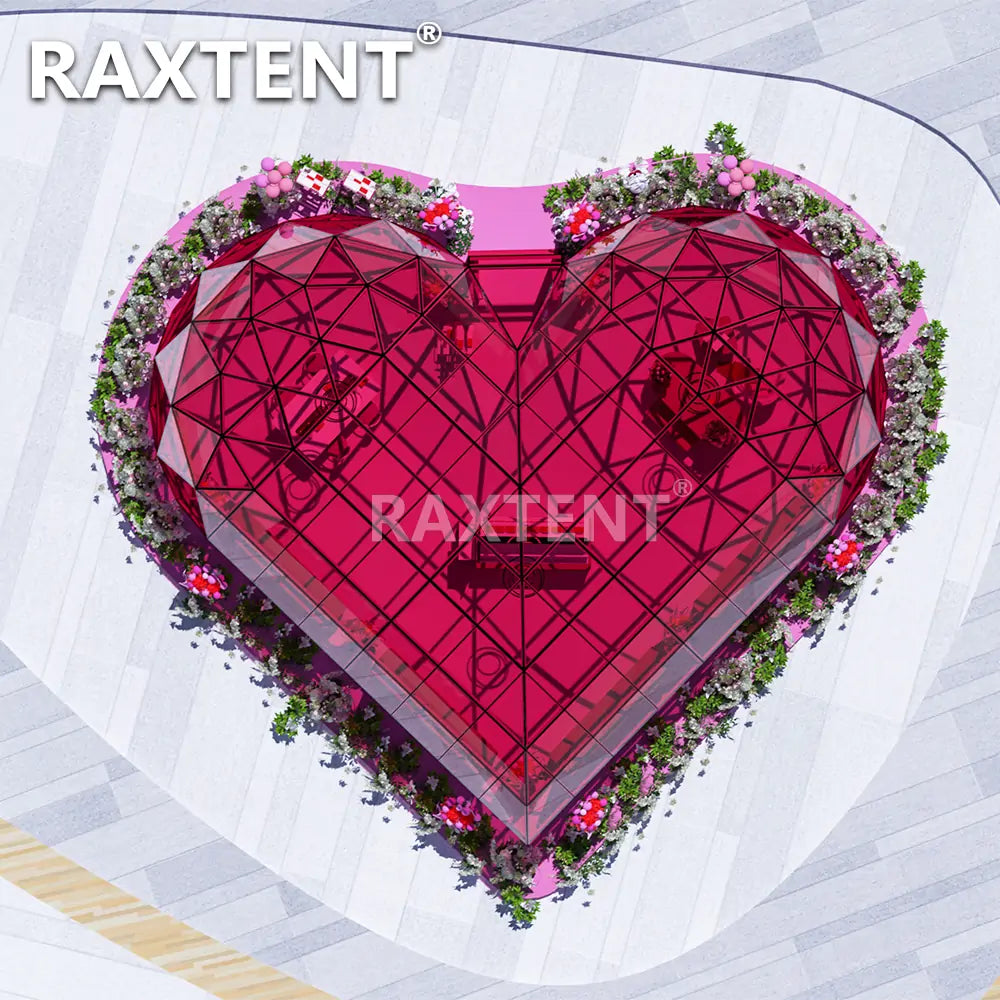 6m heart shape geodesic glass dome house