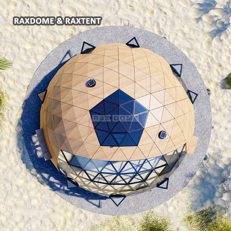 12m wooden glass dome top view