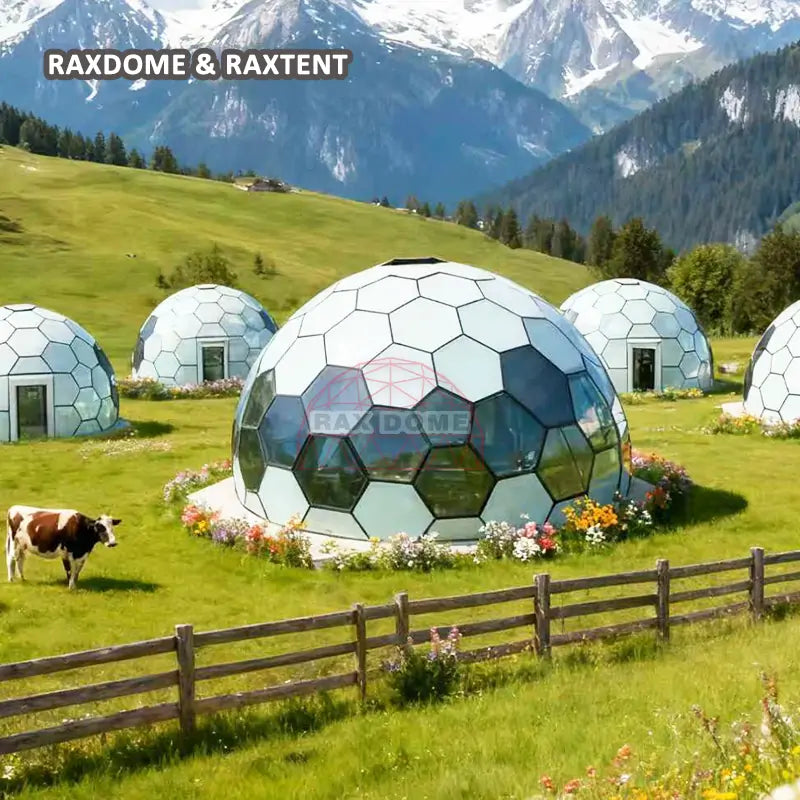 7m glass dome tent retreat house in grassland