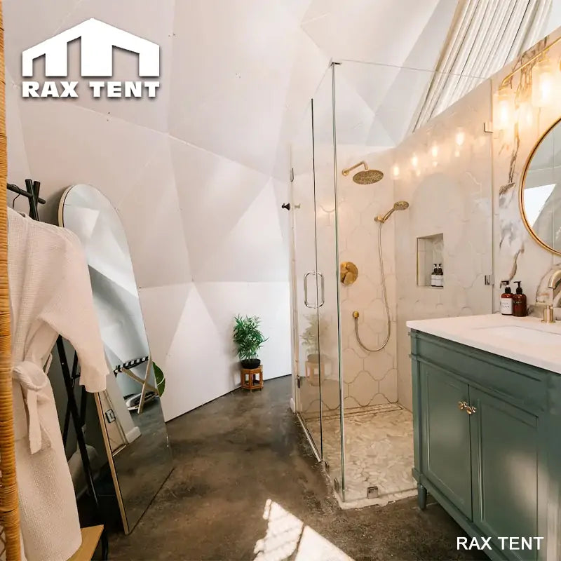 glass dome tent with bathroom