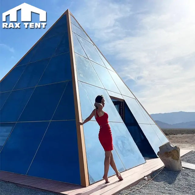 7M Glass Pyramid Tent for Luxury Glamping Tent Hotel with Bathroom