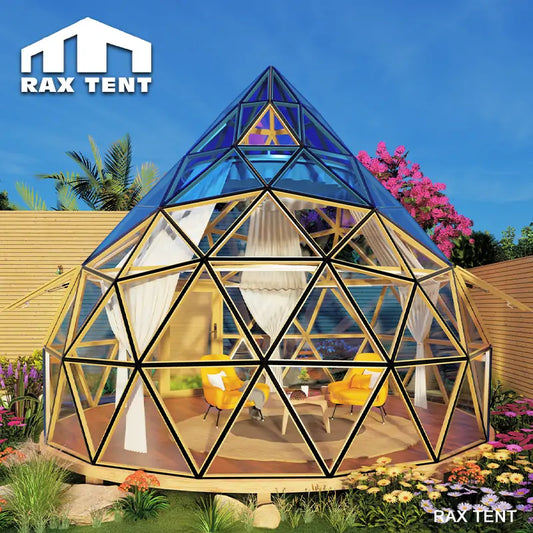 peach shape glass dome tent