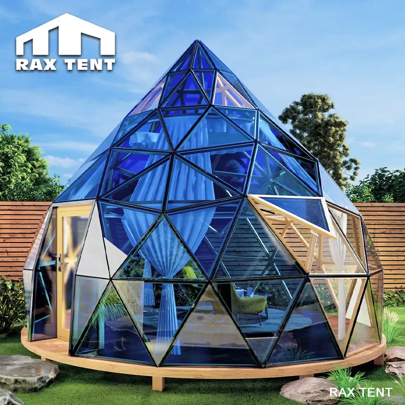 Exclusive 6M Peach Shape Glass Zome Dome House in Garden – RAX TENT