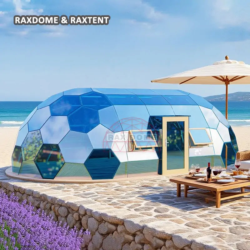 RAXDOME Oval Glamping Glass Geodesic Dome Tent Kits with Oval Shape 6*10M Double Glass Dome ( Frame + Cover)