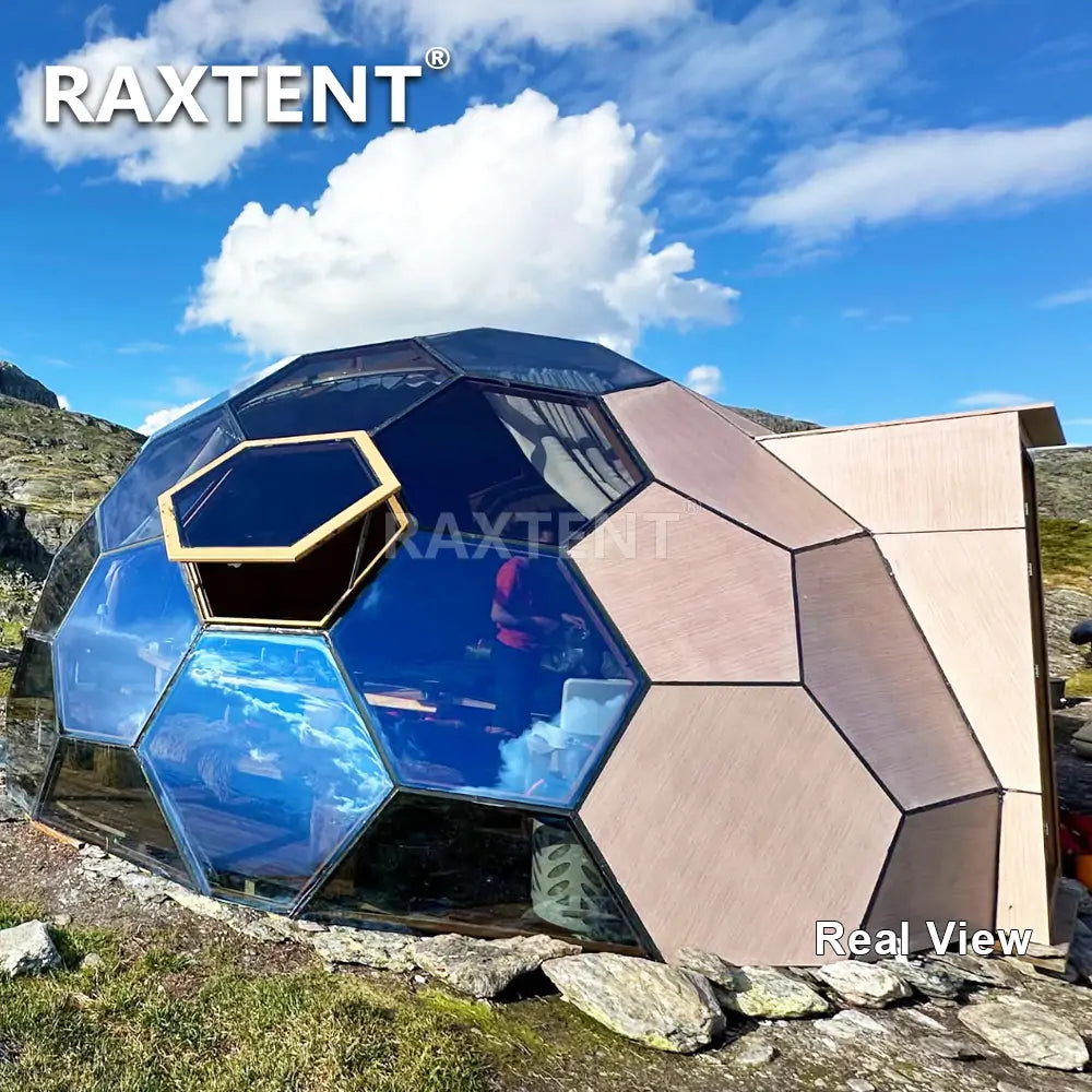 RAXTENT 6M Wooden Honeycomb Glamping Glass Dome House in Norway