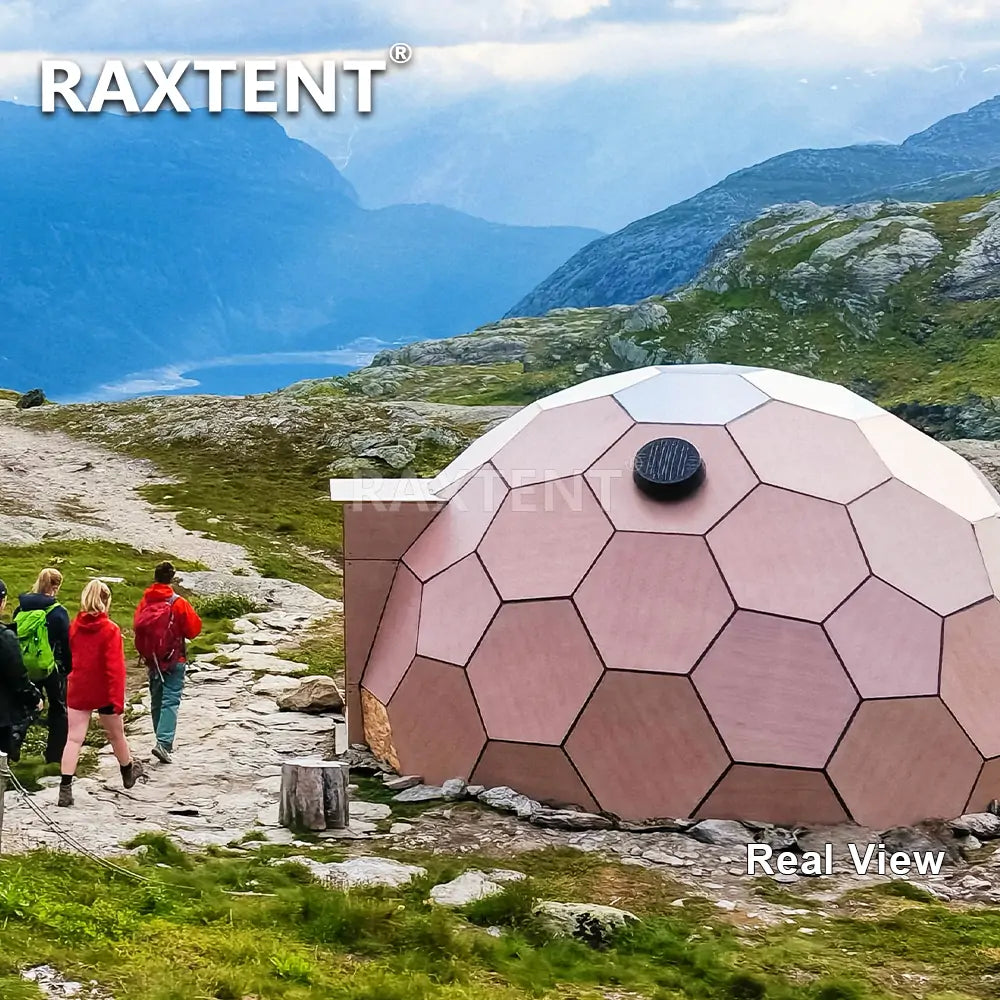 RAXTENT 6M Wooden Honeycomb Glamping Glass Dome House in Norway