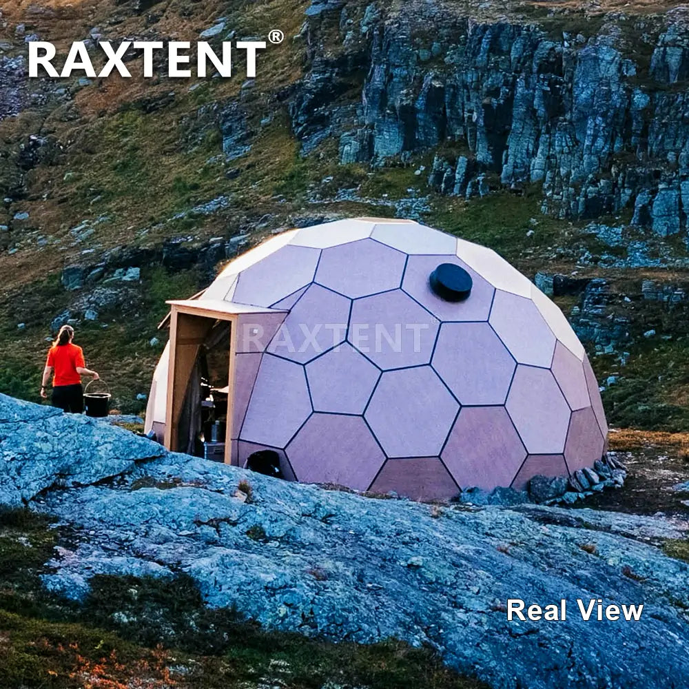 RAXTENT 6M Wooden Honeycomb Glamping Glass Dome House in Norway