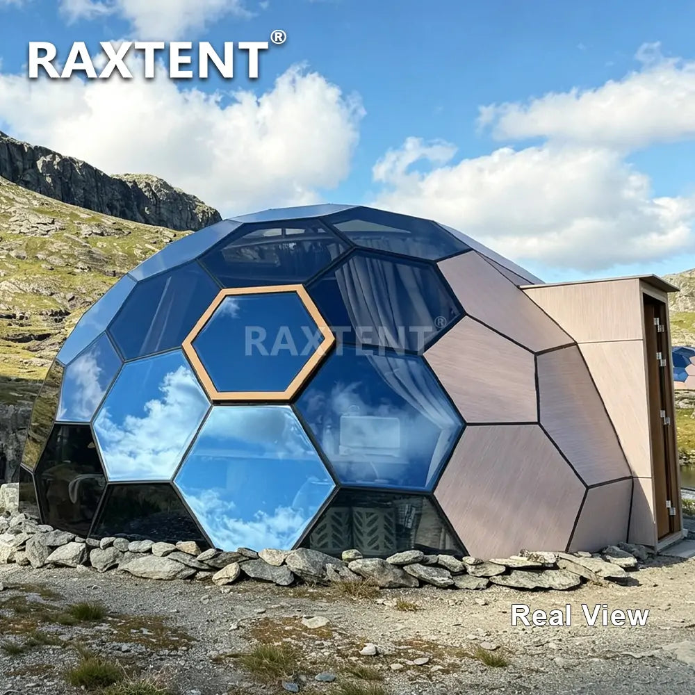RAXTENT 6M Wooden Honeycomb Glamping Glass Dome House in Norway