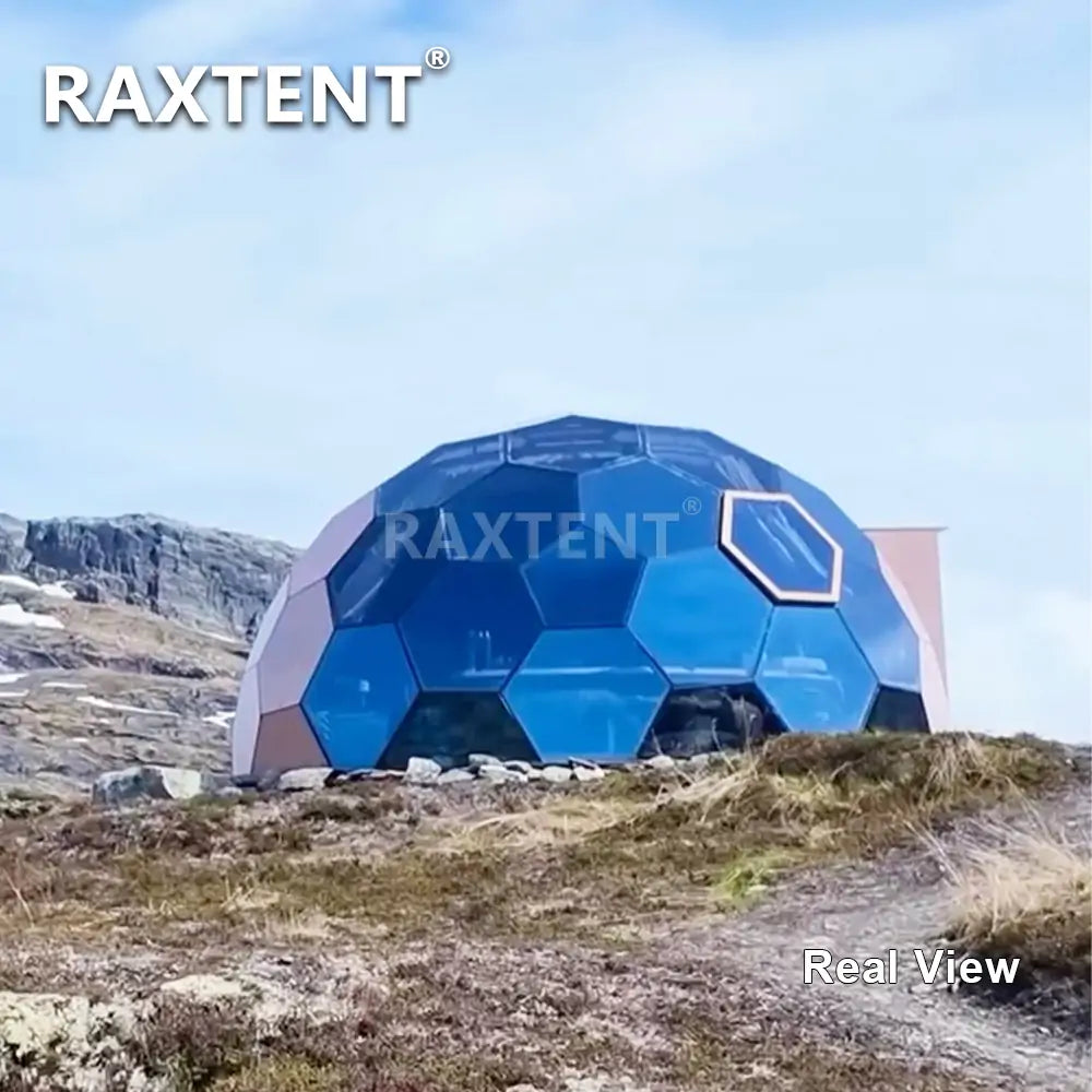 RAXTENT 6M Wooden Honeycomb Glamping Glass Dome House in Norway
