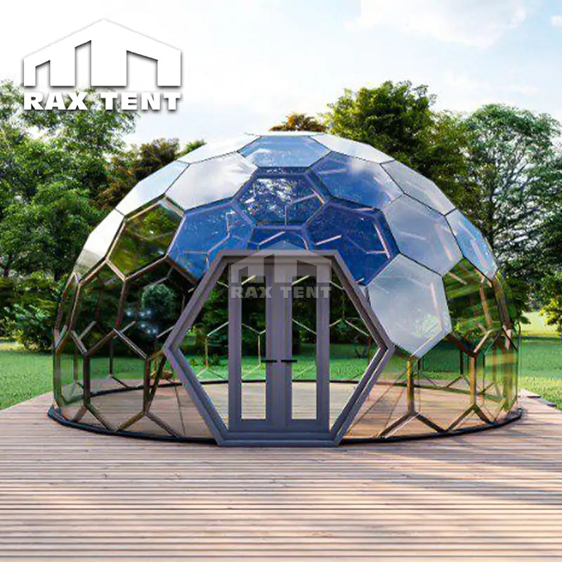 RAXTENT 8M Honeycomb Glass Round Dome House for Glamping Room