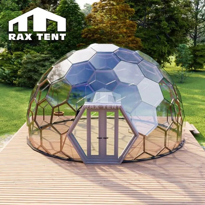 RAXTENT 8M Glass Geodome Hexagonal Glamping Dome Tent for Airbnb Homestay