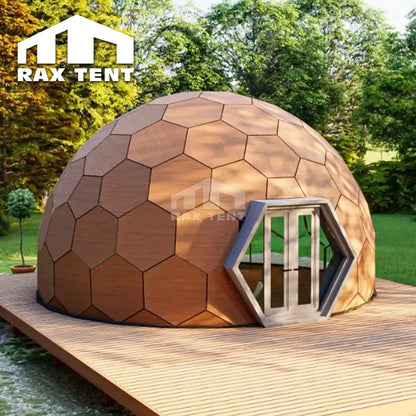 RAXTENT 8M Glass Geodome Hexagonal Glamping Dome Tent for Airbnb Homestay
