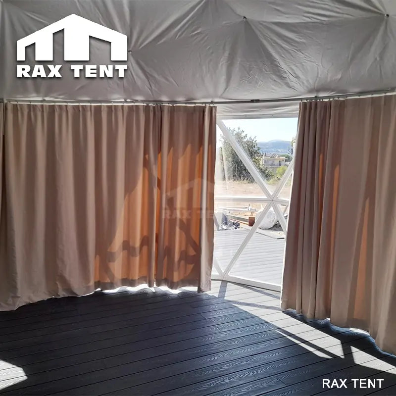 9m Hybrid Dome Tent Luxury Glamping Tempered Glass and PVC Cover for Family Resort