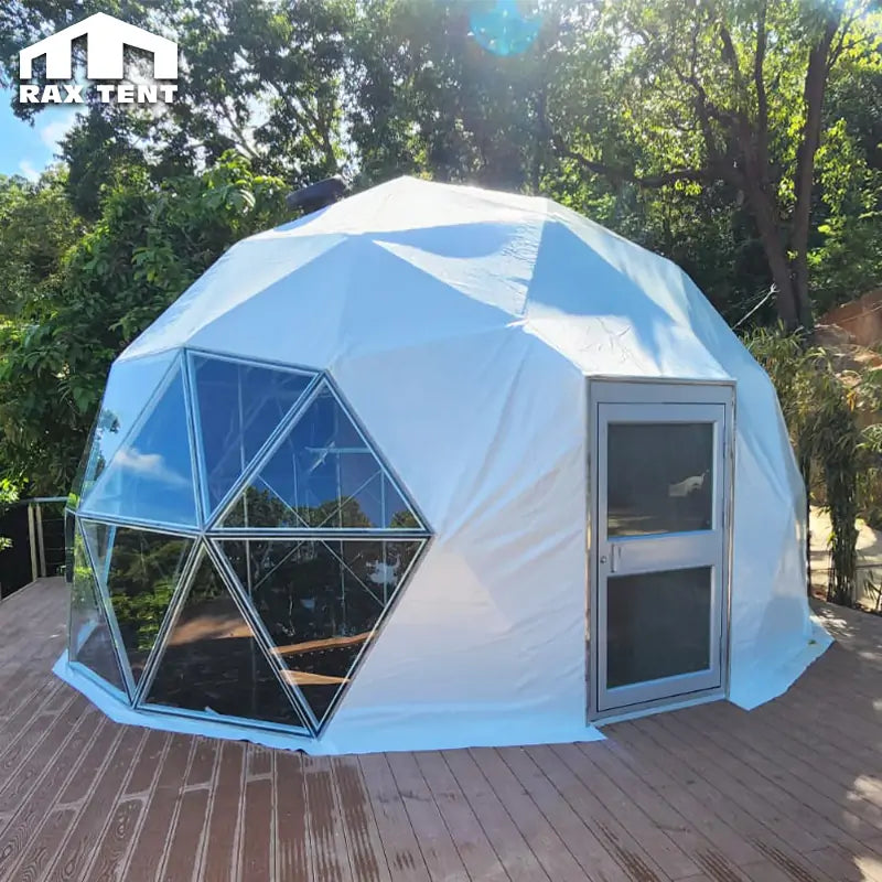 7M Mixed Geodesic Dome Tent Covered with PVC and Tempered Glass