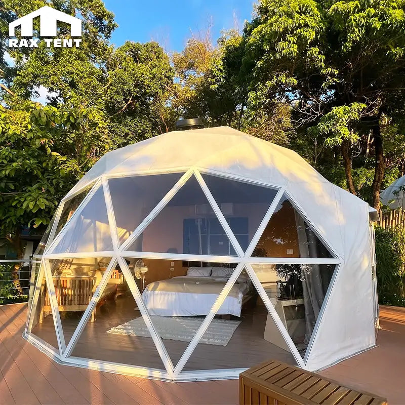 7M Mixed Geodesic Dome Tent Covered with PVC and Tempered Glass – RAX TENT