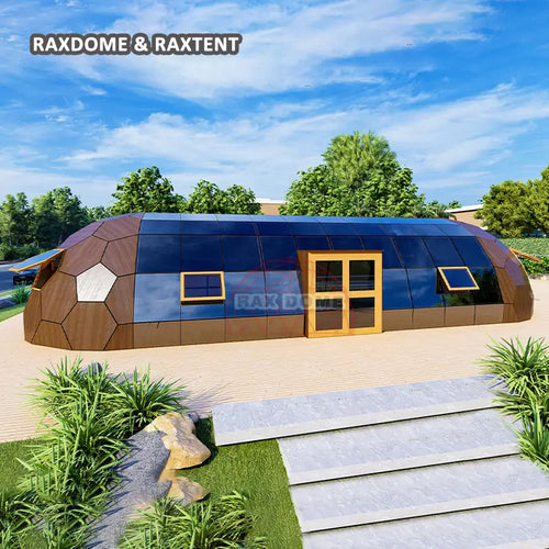 RAXDOME 6x16M Oval Glass Dome House Pod for Glamping Cabin with