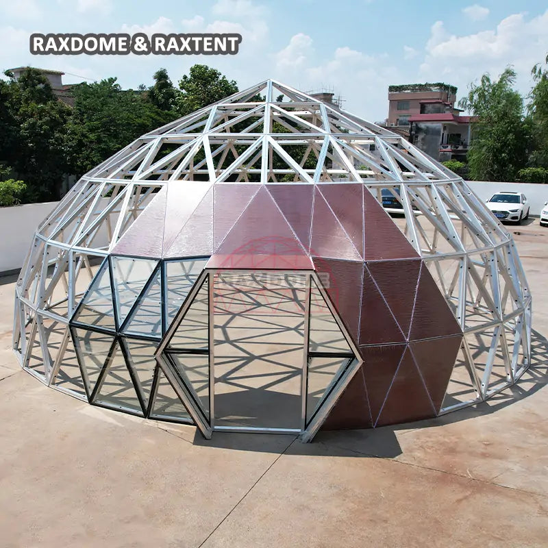 RAXDOME 9.5M Peach Shape Glass Geodesic Dome Tent for Yoga Studio