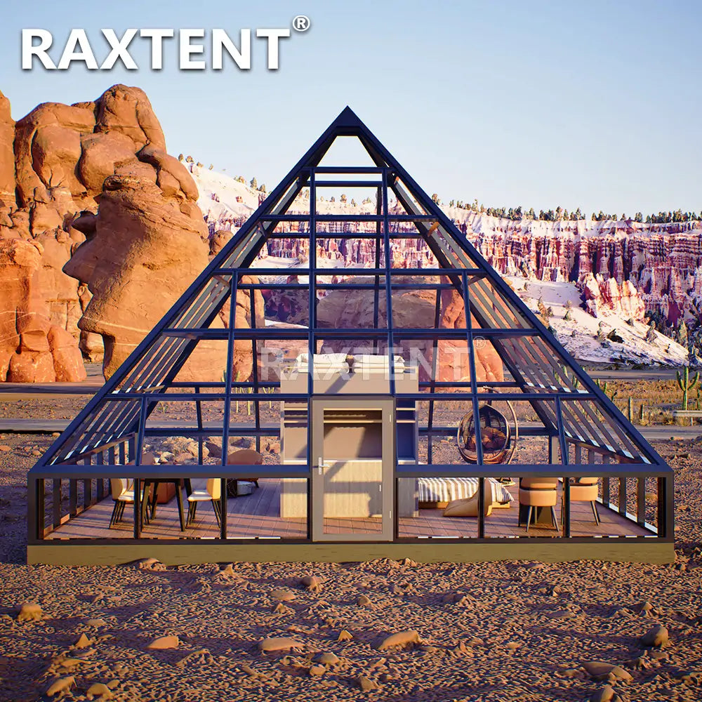 RAXTENT 9M Elevated Pyramid Glass House for Luxury Glamping Hotels