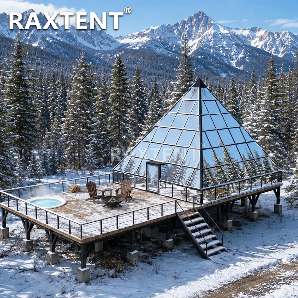 pyramid glass house with good insulation