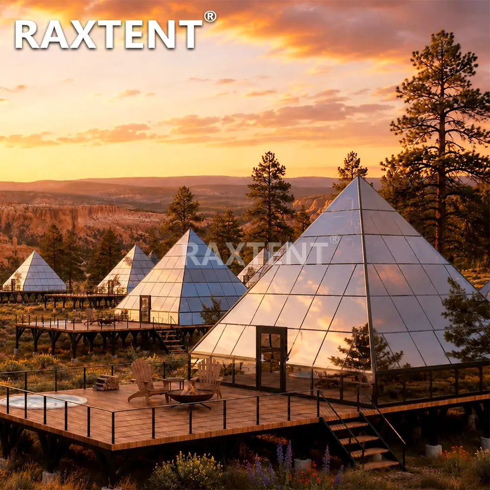 9m pyramid glass house for glamping resort