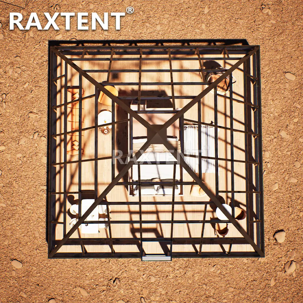 RAXTENT 9M Elevated Pyramid Glass House for Luxury Glamping Hotels