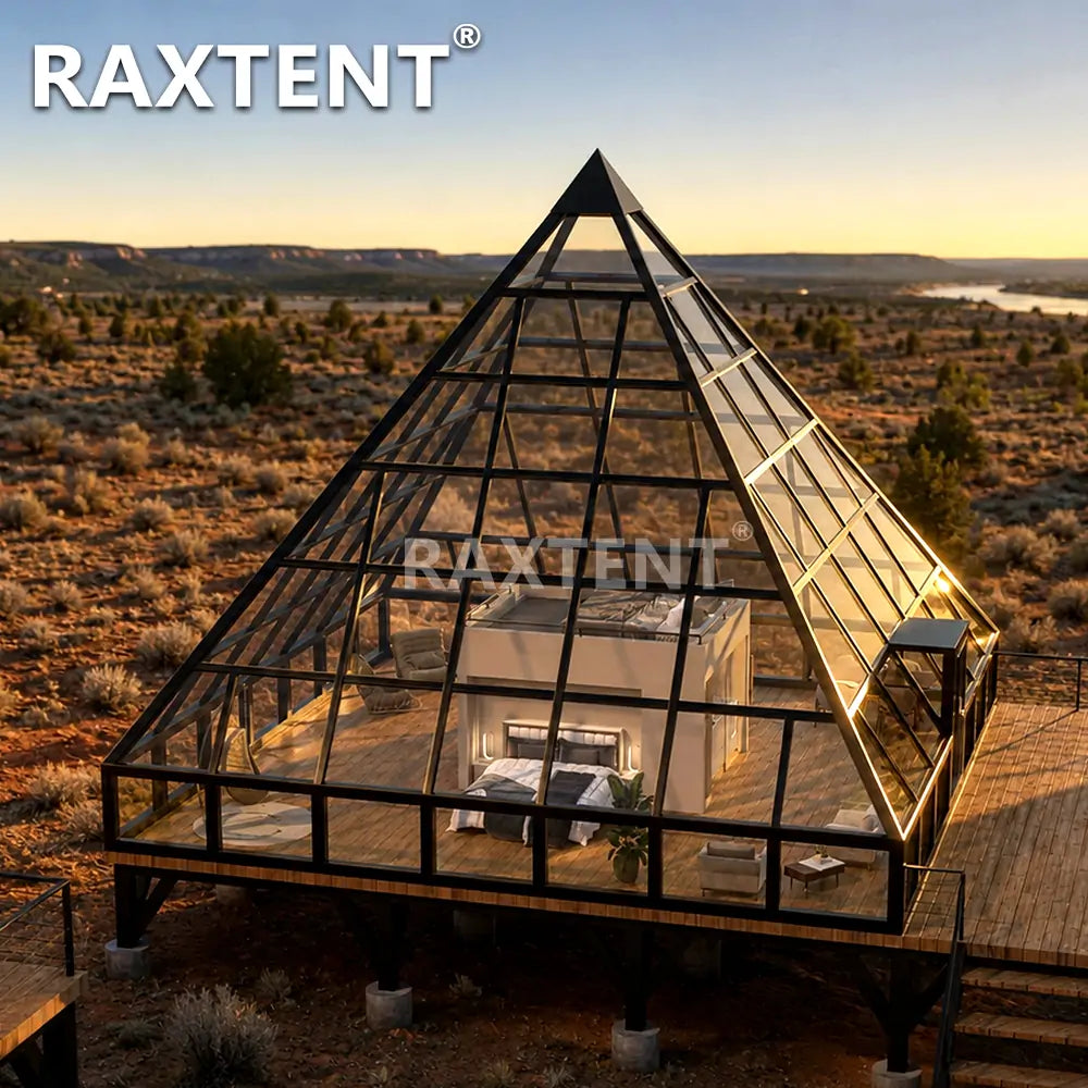 9m transparent pyramid glass house