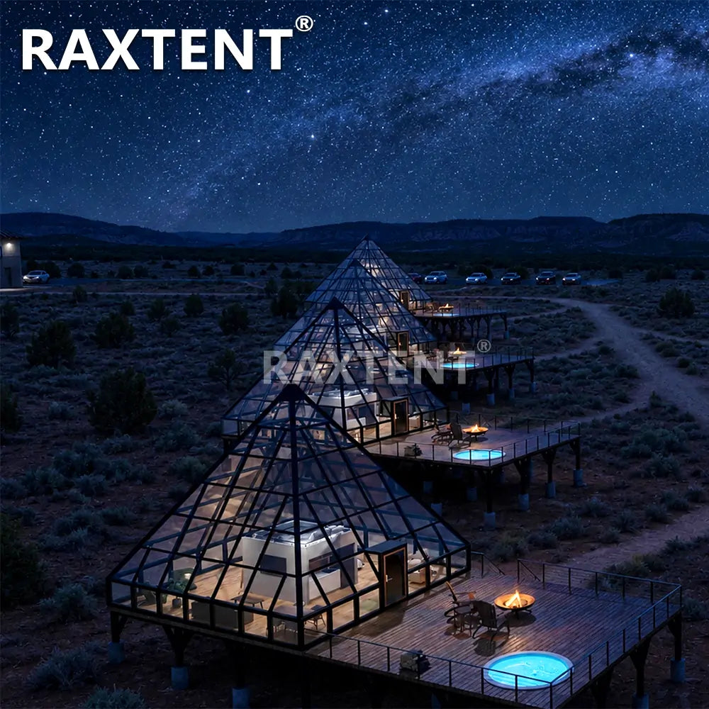 9m glass pyramid house under the starry sky