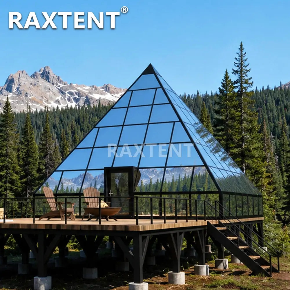9m mirror glass pyramid house