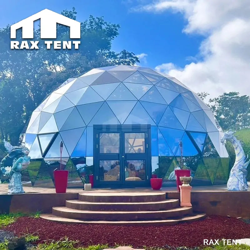 10m glass dome with double open glass door