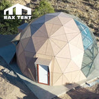 7M glass dome house with wooden panel