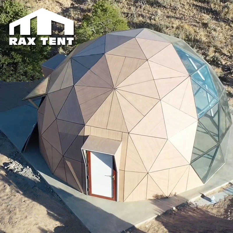 7M glass dome house with wooden panel